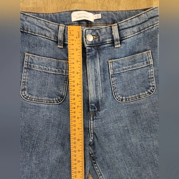 Paris Atelier & Other Stories Faded Flare Patch Pocket High Rise Jeans 28 (D16) - Picture 4 of 11